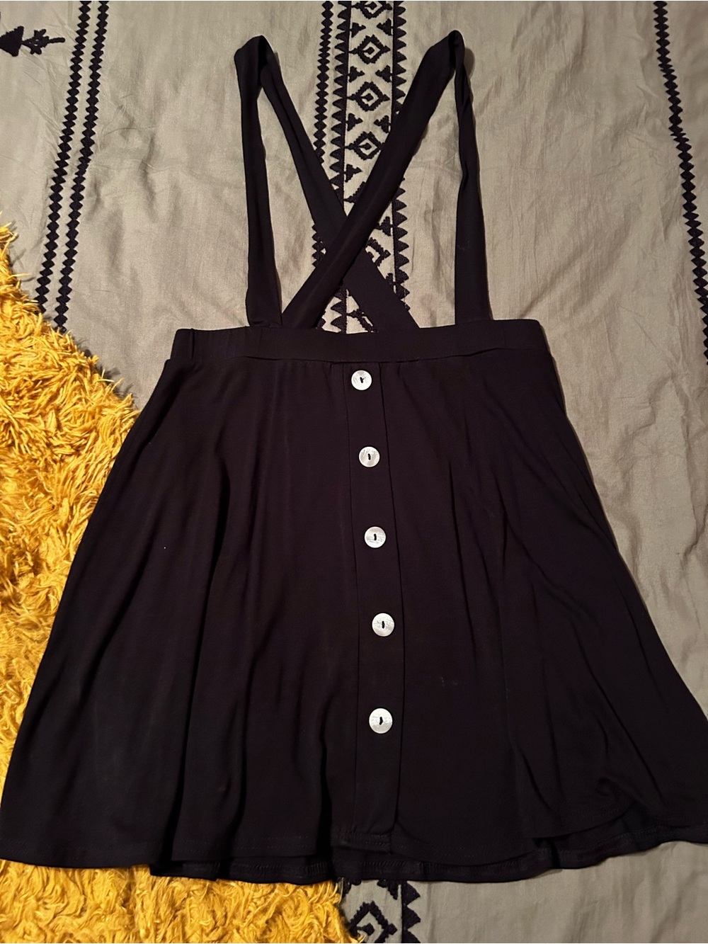 ASOS Black Button-Front Suspender Mini Skirt